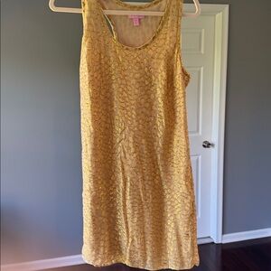Lilly Pulitzer Gold and Cream Dress racer back slip over head dress